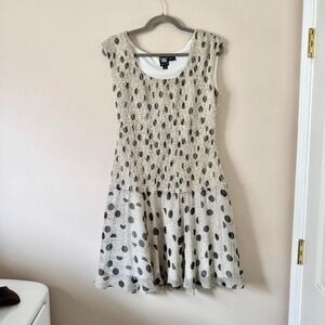 Drop Waist Polka Dot 100% Silk Mini Dress